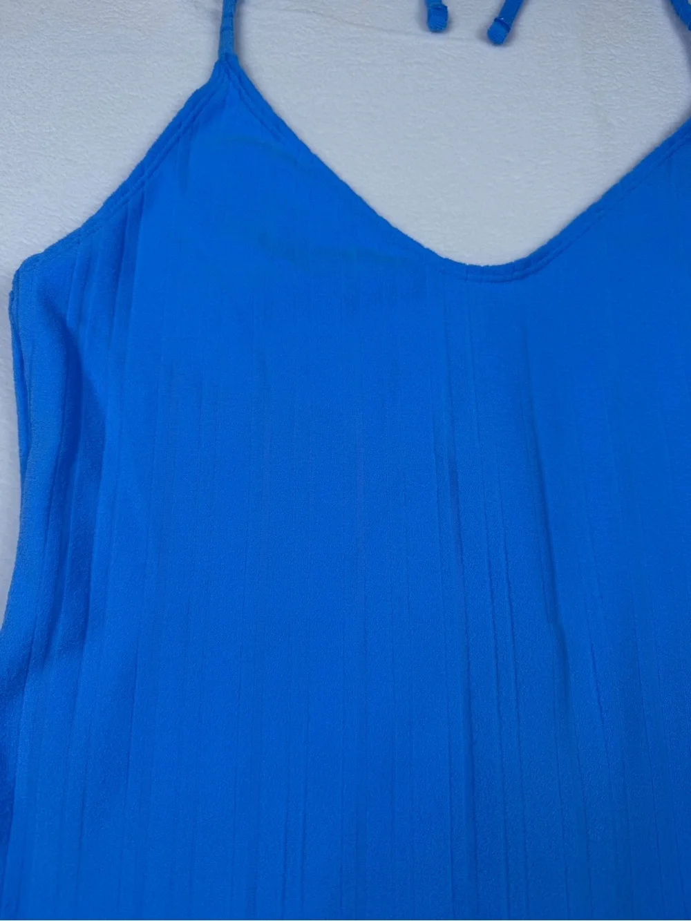 NWT Wild Fable Blue Ribbed Halter Mini Swim Cover up Dress - Size Medium (8-10)